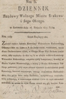 Dziennik Rządowy Wolnego Miasta Krakowa i Jego Okręgu. 1817, nr 31