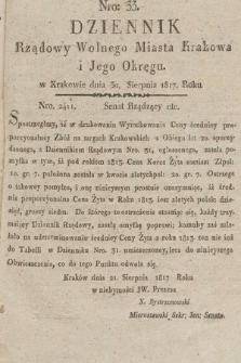 Dziennik Rządowy Wolnego Miasta Krakowa i Jego Okręgu. 1817, nr 33