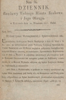 Dziennik Rządowy Wolnego Miasta Krakowa i Jego Okręgu. 1817, nr 36