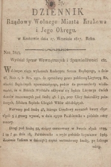 Dziennik Rządowy Wolnego Miasta Krakowa i Jego Okręgu. 1817, nr 37