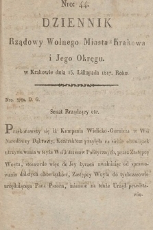 Dziennik Rządowy Wolnego Miasta Krakowa i Jego Okręgu. 1817, nr 44
