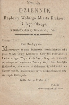 Dziennik Rządowy Wolnego Miasta Krakowa i Jego Okręgu. 1817, nr 49