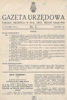 Gazeta Urzędowa Zarządu Miejskiego w Stoł. Król. Mieście Krakowie. 1936, nr 1