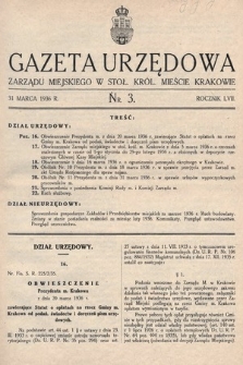Gazeta Urzędowa Zarządu Miejskiego w Stoł. Król. Mieście Krakowie. 1936, nr 3