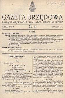 Gazeta Urzędowa Zarządu Miejskiego w Stoł. Król. Mieście Krakowie. 1936, nr 5
