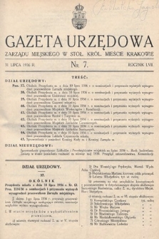 Gazeta Urzędowa Zarządu Miejskiego w Stoł. Król. Mieście Krakowie. 1936, nr 7