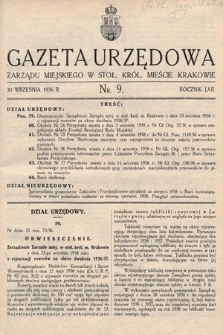 Gazeta Urzędowa Zarządu Miejskiego w Stoł. Król. Mieście Krakowie. 1936, nr 9