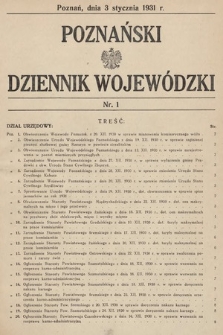 Poznański Dziennik Wojewódzki. 1931, nr 1