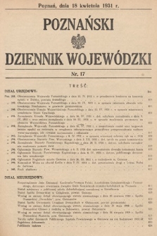 Poznański Dziennik Wojewódzki. 1931, nr 17