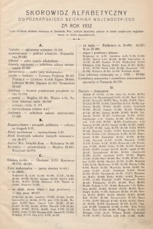 Poznański Dziennik Wojewódzki. 1932, skorowidz alfabetyczny