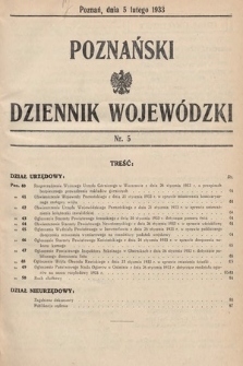 Poznański Dziennik Wojewódzki. 1933, nr 5