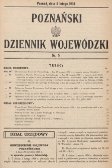 Poznański Dziennik Wojewódzki. 1934, nr 5