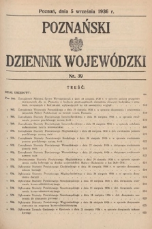 Poznański Dziennik Wojewódzki. 1936, nr 39