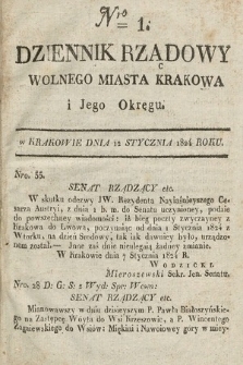 Dziennik Rządowy Wolnego Miasta Krakowa i Jego Okręgu. 1824, nr 1