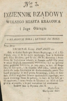 Dziennik Rządowy Wolnego Miasta Krakowa i Jego Okręgu. 1824, nr 3
