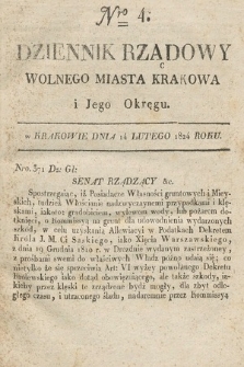 Dziennik Rządowy Wolnego Miasta Krakowa i Jego Okręgu. 1824, nr 4