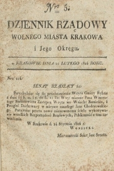 Dziennik Rządowy Wolnego Miasta Krakowa i Jego Okręgu. 1824, nr 5