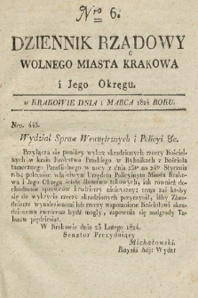 Dziennik Rządowy Wolnego Miasta Krakowa i Jego Okręgu. 1824, nr 6