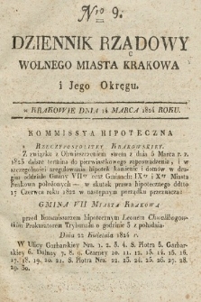 Dziennik Rządowy Wolnego Miasta Krakowa i Jego Okręgu. 1824, nr 9