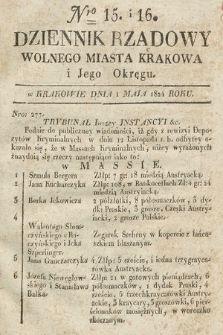 Dziennik Rządowy Wolnego Miasta Krakowa i Jego Okręgu. 1824, nr 15-16