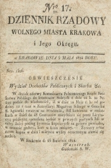 Dziennik Rządowy Wolnego Miasta Krakowa i Jego Okręgu. 1824, nr 17