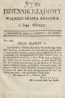 Dziennik Rządowy Wolnego Miasta Krakowa i Jego Okręgu. 1824, nr 20