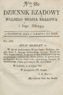 Dziennik Rządowy Wolnego Miasta Krakowa i Jego Okręgu. 1824, nr 26