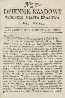 Dziennik Rządowy Wolnego Miasta Krakowa i Jego Okręgu. 1824, nr 27