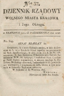 Dziennik Rządowy Wolnego Miasta Krakowa i Jego Okręgu. 1824, nr 37