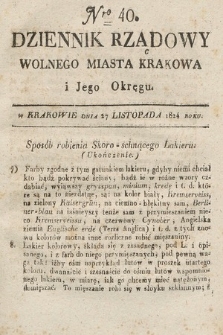 Dziennik Rządowy Wolnego Miasta Krakowa i Jego Okręgu. 1824, nr 40
