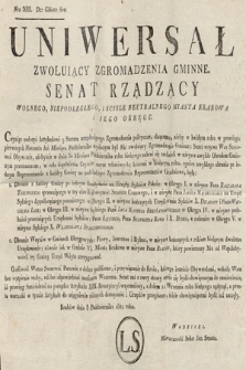 Dziennik Rządowy Wolnego Miasta Krakowa i Jego Okręgu. 1824, Uniwersał Zwołujący Zgromadzenia Gminne