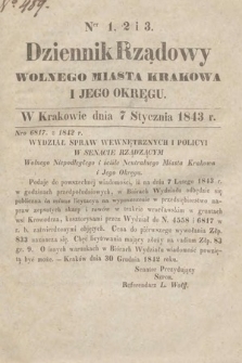 Dziennik Rządowy Wolnego Miasta Krakowa i Jego Okręgu. 1843, nr 1-3