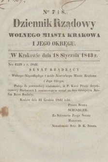 Dziennik Rządowy Wolnego Miasta Krakowa i Jego Okręgu. 1843, nr 7-8
