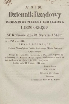 Dziennik Rządowy Wolnego Miasta Krakowa i Jego Okręgu. 1843, nr 9-10