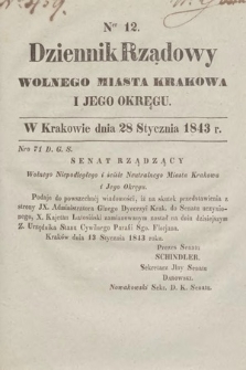 Dziennik Rządowy Wolnego Miasta Krakowa i Jego Okręgu. 1843, nr 12