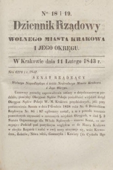 Dziennik Rządowy Wolnego Miasta Krakowa i Jego Okręgu. 1843, nr 18-19