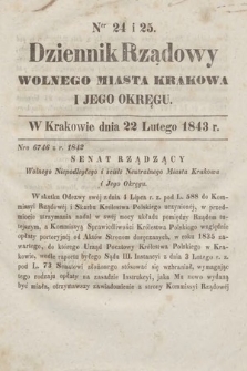 Dziennik Rządowy Wolnego Miasta Krakowa i Jego Okręgu. 1843, nr 24-25