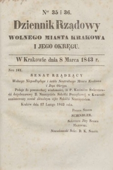 Dziennik Rządowy Wolnego Miasta Krakowa i Jego Okręgu. 1843, nr 35-36