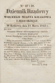 Dziennik Rządowy Wolnego Miasta Krakowa i Jego Okręgu. 1843, nr 37-38