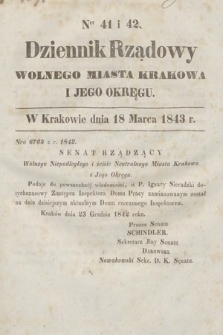 Dziennik Rządowy Wolnego Miasta Krakowa i Jego Okręgu. 1843, nr 41-42