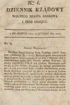 Dziennik Rządowy Wolnego Miasta Krakowa i Jego Okręgu. 1829, nr 4