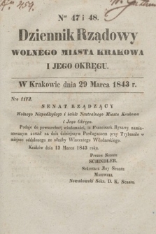 Dziennik Rządowy Wolnego Miasta Krakowa i Jego Okręgu. 1843, nr 47-48