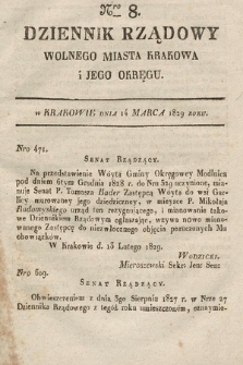 Dziennik Rządowy Wolnego Miasta Krakowa i Jego Okręgu. 1829, nr 8