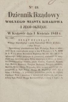 Dziennik Rządowy Wolnego Miasta Krakowa i Jego Okręgu. 1843, nr 49