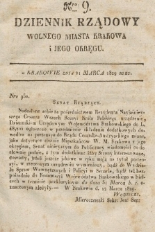 Dziennik Rządowy Wolnego Miasta Krakowa i Jego Okręgu. 1829, nr 9