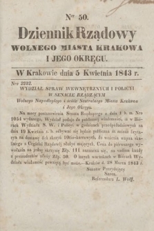 Dziennik Rządowy Wolnego Miasta Krakowa i Jego Okręgu. 1843, nr 50