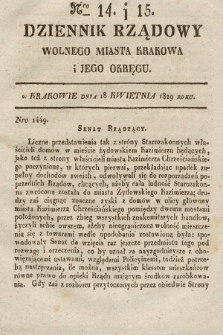 Dziennik Rządowy Wolnego Miasta Krakowa i Jego Okręgu. 1829, nr 14-15