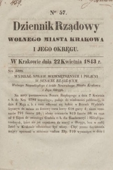 Dziennik Rządowy Wolnego Miasta Krakowa i Jego Okręgu. 1843, nr 57