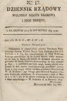 Dziennik Rządowy Wolnego Miasta Krakowa i Jego Okręgu. 1829, nr 17