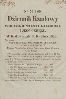 Dziennik Rządowy Wolnego Miasta Krakowa i Jego Okręgu. 1843, nr 59-60